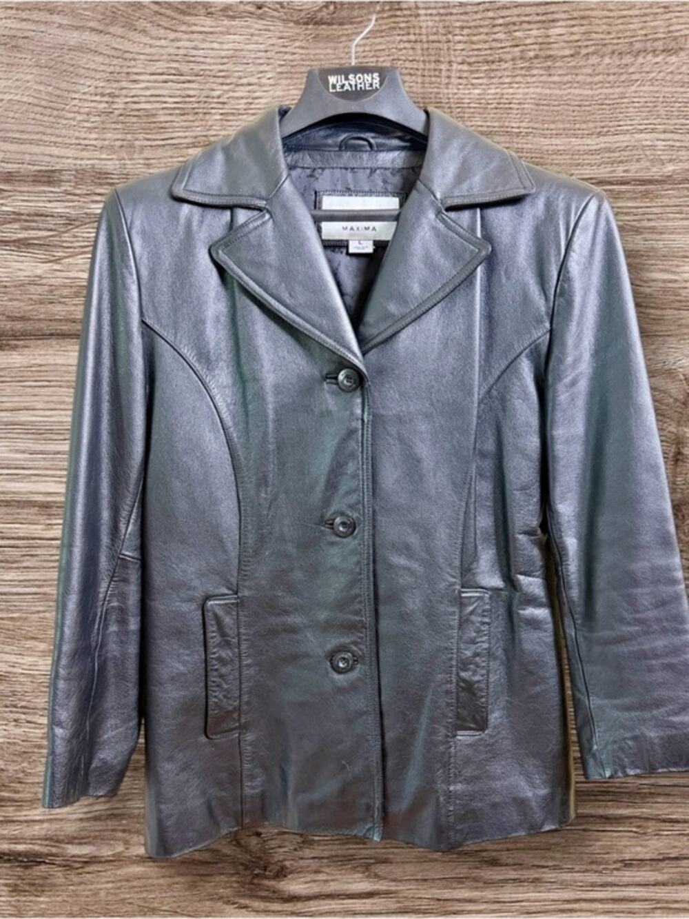 Vintage Wilsons Maxima black leather jacket. Large.